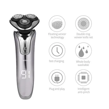 LCD Display Rechargeable 3D Shaver Washable Beard Cutter Shaving Trimer Razor with Floating Blade Cord and Cordless Dual Use 
LCD Display Rechargeable 3D Shaver Washable Beard Cutter Shaving Trimer Razor with Floating Blade Cord and Cordless Dual Use