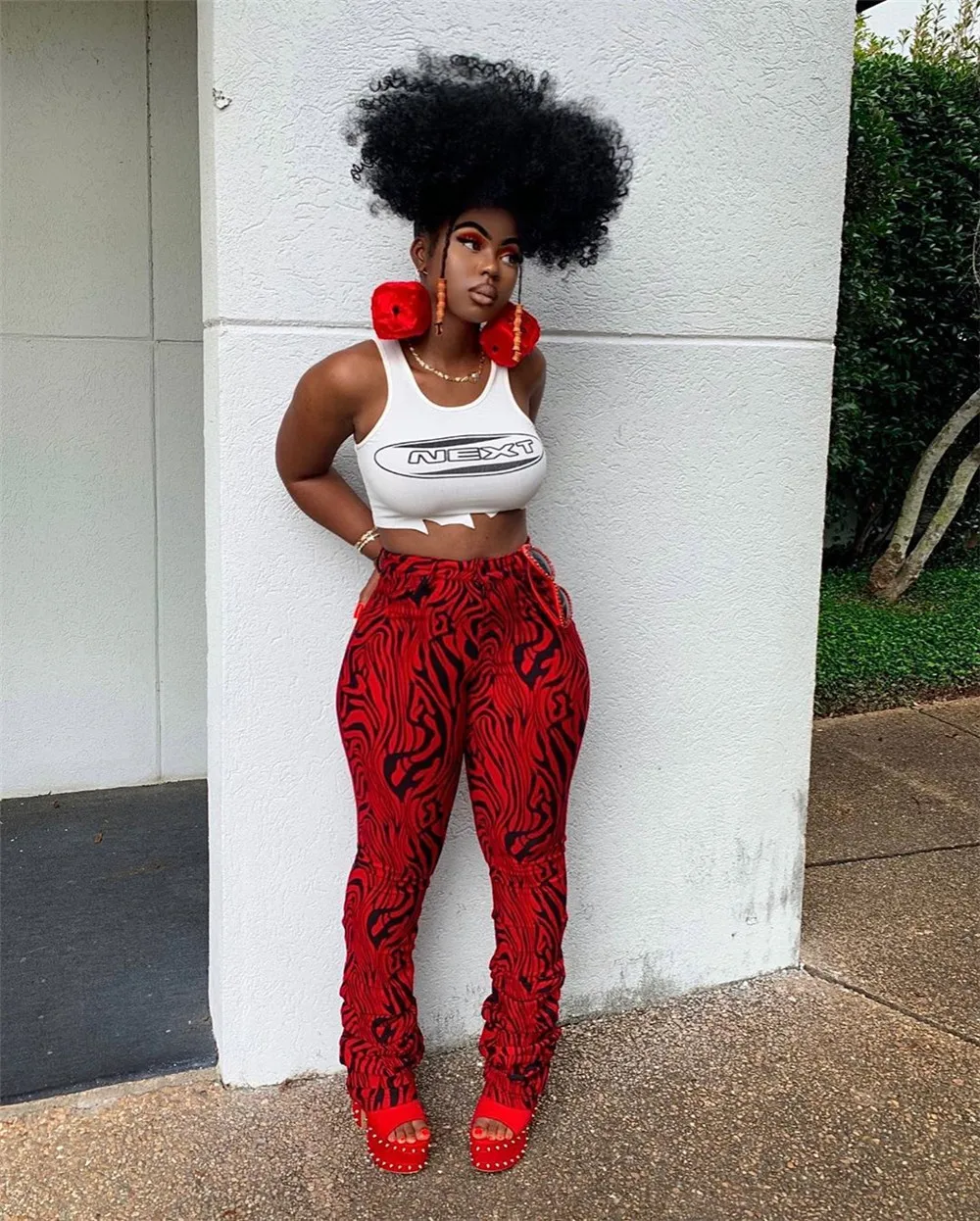 Stacked Sweatpants Slim Striped Prined Pants Women High Waist Fashion Zebra Pants 2 Color 
Stacked Sweatpants Slim Striped Prined Pants Women High Waist Fashion Zebra Pants 2 Color