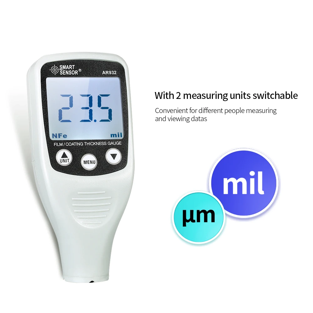 SMART SENSOR Digital Paint Coating Thickness Gauge Handheld Coatings Thickness Tester with Auto Function Fe/NF Probe
SMART SENSOR Digital Paint Coating Thickness Gauge Handheld Coatings Thickness Tester with Auto Function Fe/NF Probe