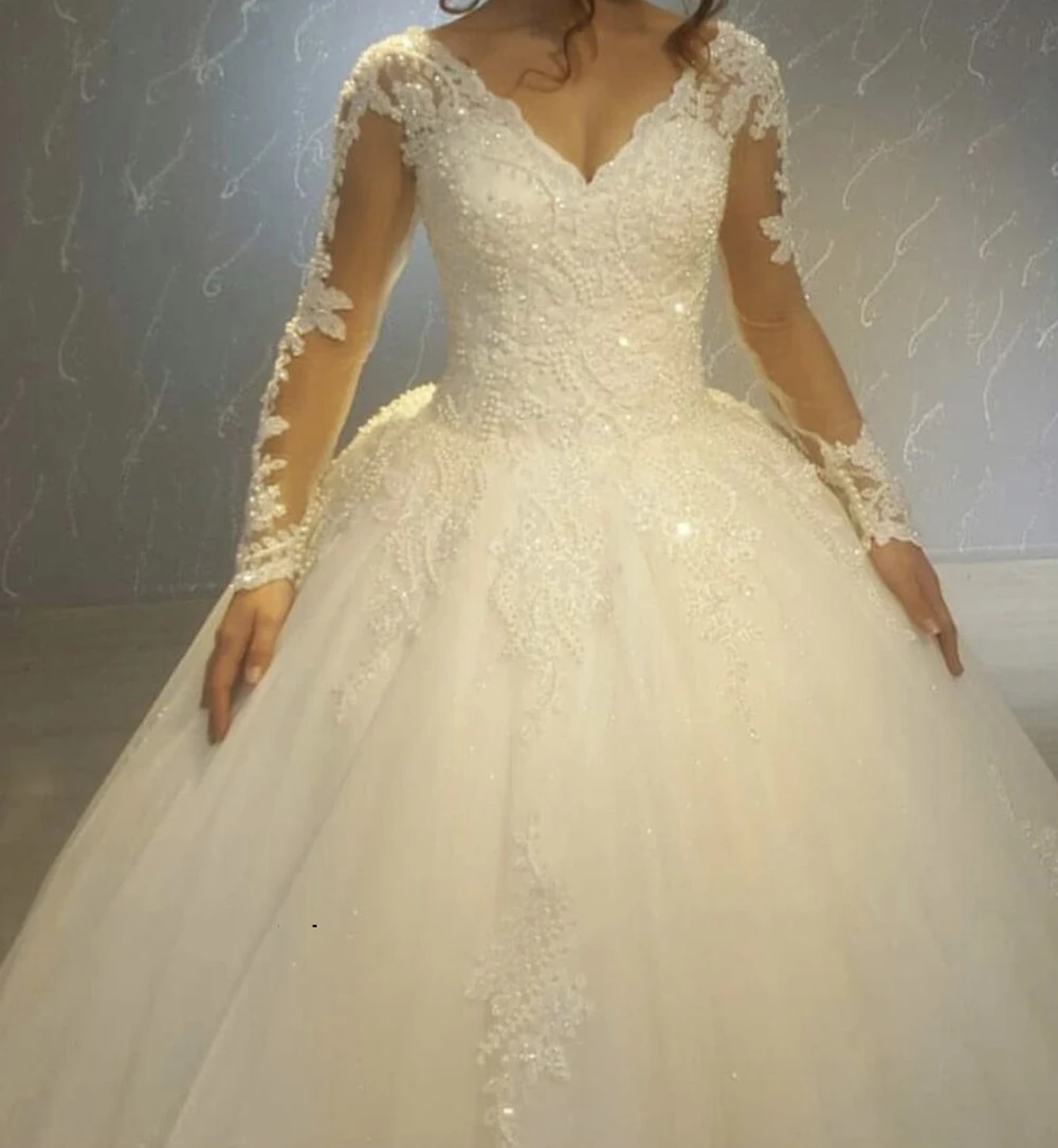 Vestido De Noiva Ball Gown wedding dress robe de mariee Sexy V neck Wedding Dresses 2018 Long Sleeves Lace-up Bridal gowns dress
Vestido De Noiva Ball Gown wedding dress robe de mariee Sexy V neck Wedding Dresses 2018 Long Sleeves Lace-up Bridal gowns dress