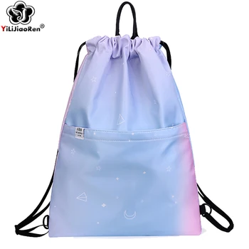 Fashion Gym Bag Women Drawstring Sports Backpack Bag Waterproof Nylon School Bags for Girls Large Outdoor Travel Bag Summer Bag 
Fashion Gym Bag Women Drawstring Sports Backpack Bag Waterproof Nylon School Bags for Girls Large Outdoor Travel Bag Summer Bag