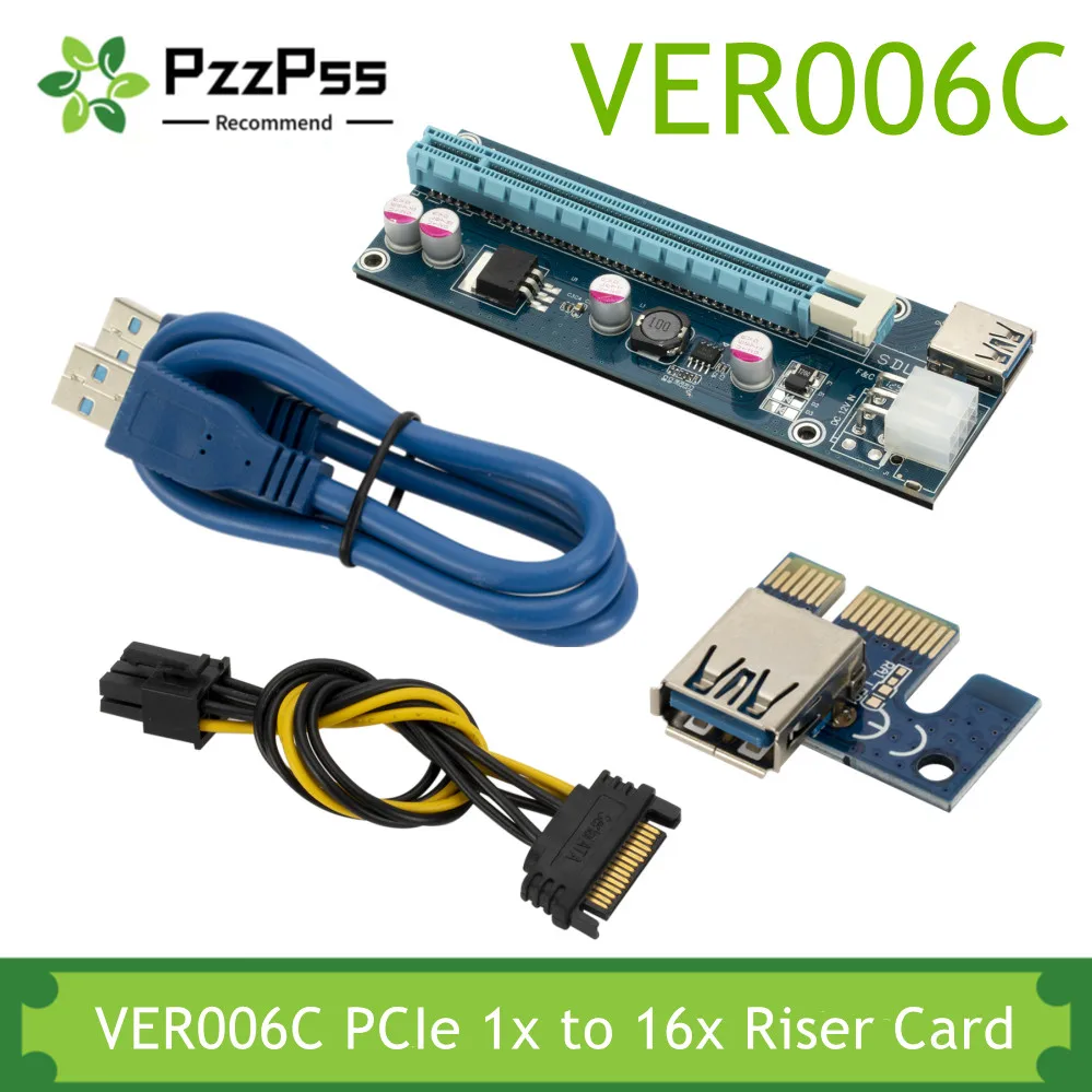 PzzPss 10 шт. VER006C PCIe 1x до 16x Экспресс Райзер карта графическая pci-e удлинитель 60 см USB 3 0