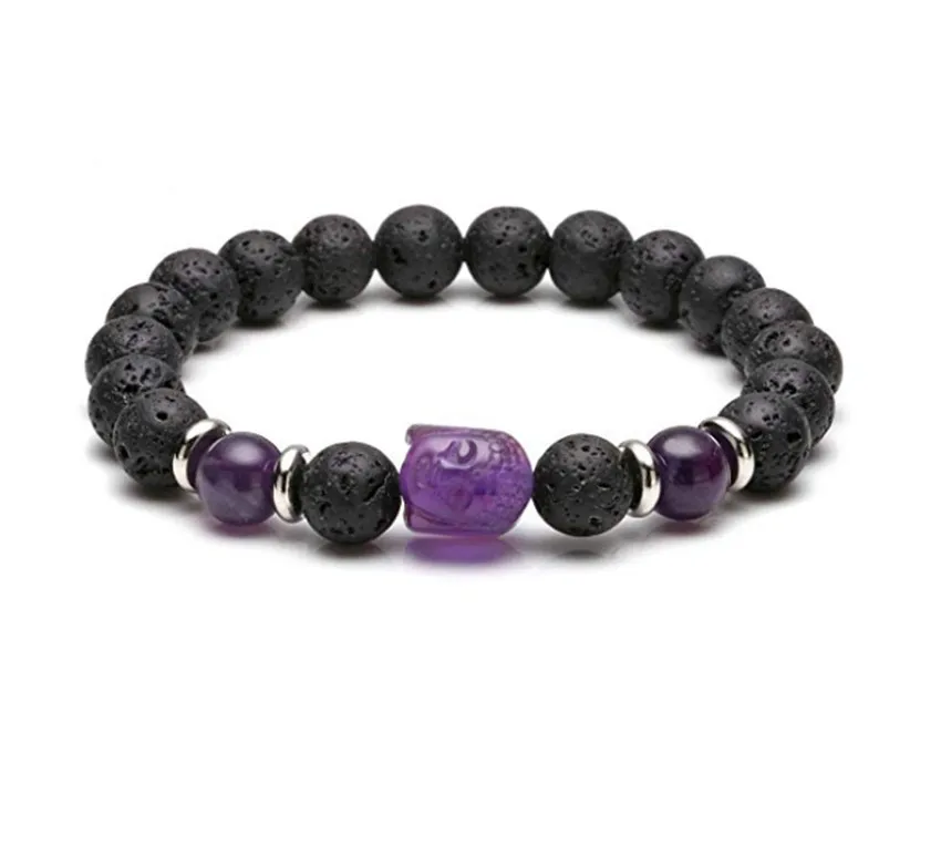 FYJS Unique 8 mm Round Beads Black Lava Stone with Natural Amethysts Engraved Buddha Head Stretchy Bracelet
FYJS Unique 8 mm Round Beads Black Lava Stone with Natural Amethysts Engraved Buddha Head Stretchy Bracelet
