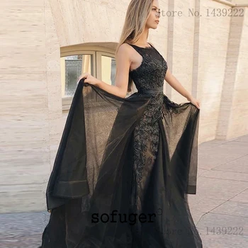 Black Scoop Evening Dresses Prom Mermaid Detachable Train Lace Appliques Long Arabic Muslim Special Occasion
Black Scoop Evening Dresses Prom Mermaid Detachable Train Lace Appliques Long Arabic Muslim Special Occasion
