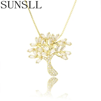 SUNSLL New Golden copper Necklace Tree of Life Cubic Zirconia Pendant Necklace Elegant Women Jewelry Chain Pendant Gifts 
SUNSLL New Golden copper Necklace Tree of Life Cubic Zirconia Pendant Necklace Elegant Women Jewelry Chain Pendant Gifts