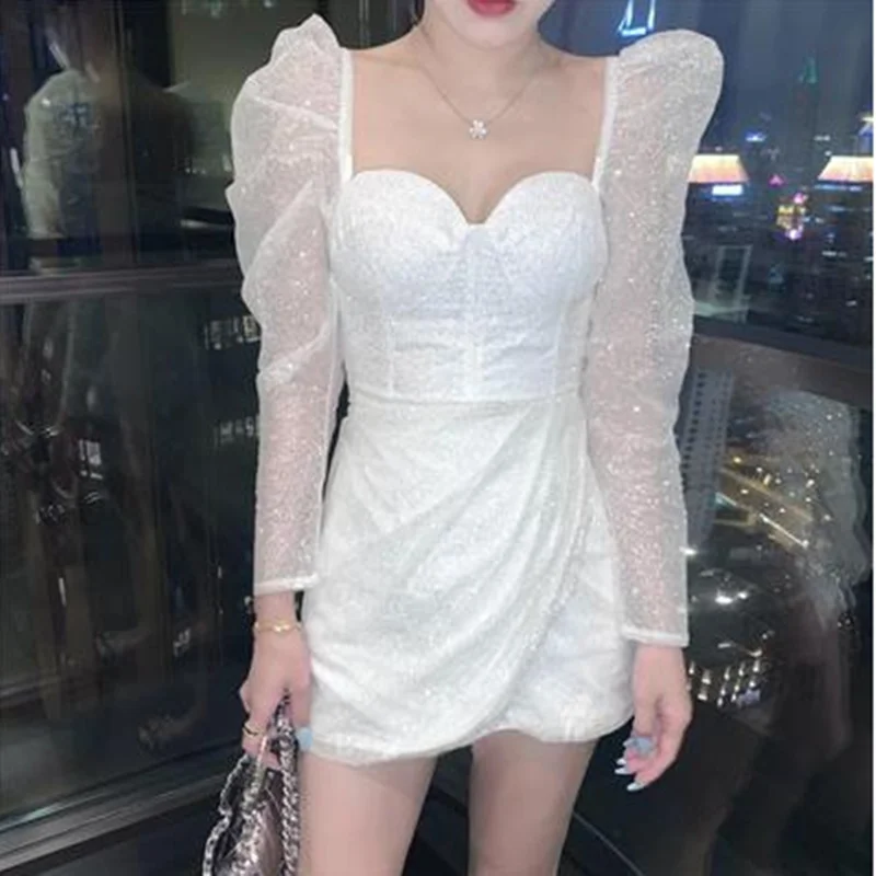 New Autumn Designer Women Square Collar Long Sleeve Birthday Party Mini Dress High Quality Mesh Bright Silk Short Vestidos Mujer
New Autumn Designer Women Square Collar Long Sleeve Birthday Party Mini Dress High Quality Mesh Bright Silk Short Vestidos Mujer
