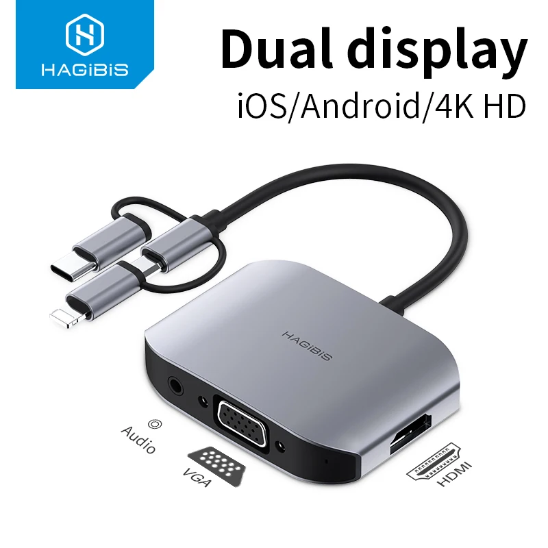 Hagibis HDMI VGA adapter USB Type C/Micro USB Phone to 4K TV Projector Monitor HDTV conventer cable for All Mobile Phone Devices
Hagibis HDMI VGA adapter USB Type C/Micro USB Phone to 4K TV Projector Monitor HDTV conventer cable for All Mobile Phone Devices