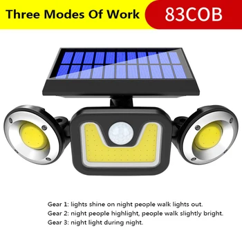 3Heads Rotating LED Solar Light 83 COB LED Solar Power PIR Motion Sensor Wall Light Outdoor Garden Lamp IP65 Waterproof
3Heads Rotating LED Solar Light 83 COB LED Solar Power PIR Motion Sensor Wall Light Outdoor Garden Lamp IP65 Waterproof
