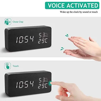 Digital Alarm Clock LED Display Temperature Voice Control Indicator Wooden Desktop Calendar Adjustable Brightness
Digital Alarm Clock LED Display Temperature Voice Control Indicator Wooden Desktop Calendar Adjustable Brightness