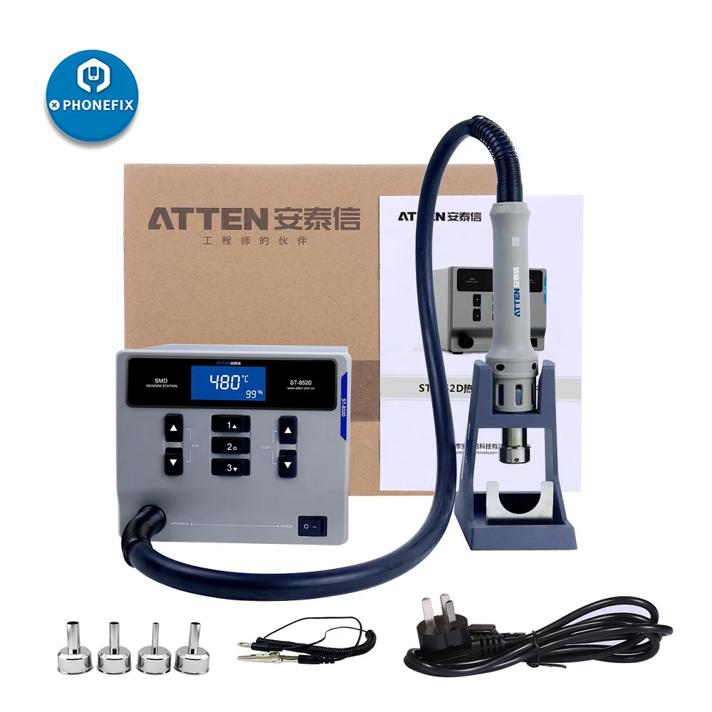

ATTEN ST-862D Intelligent Digital Display Hot Air Gun Soldering Station 1000W Rework Station Automatic Sleep For PCB Chip Repair