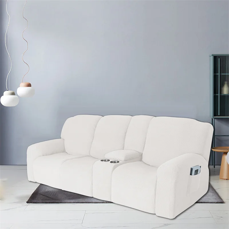 Housse extensible pour fauteuil inclinable 3 places, avec porte-gobelet, en polaire, pour salon Housse extensible pour fauteuil inclinable 3 places, avec porte-gobelet, en polaire, pour salon