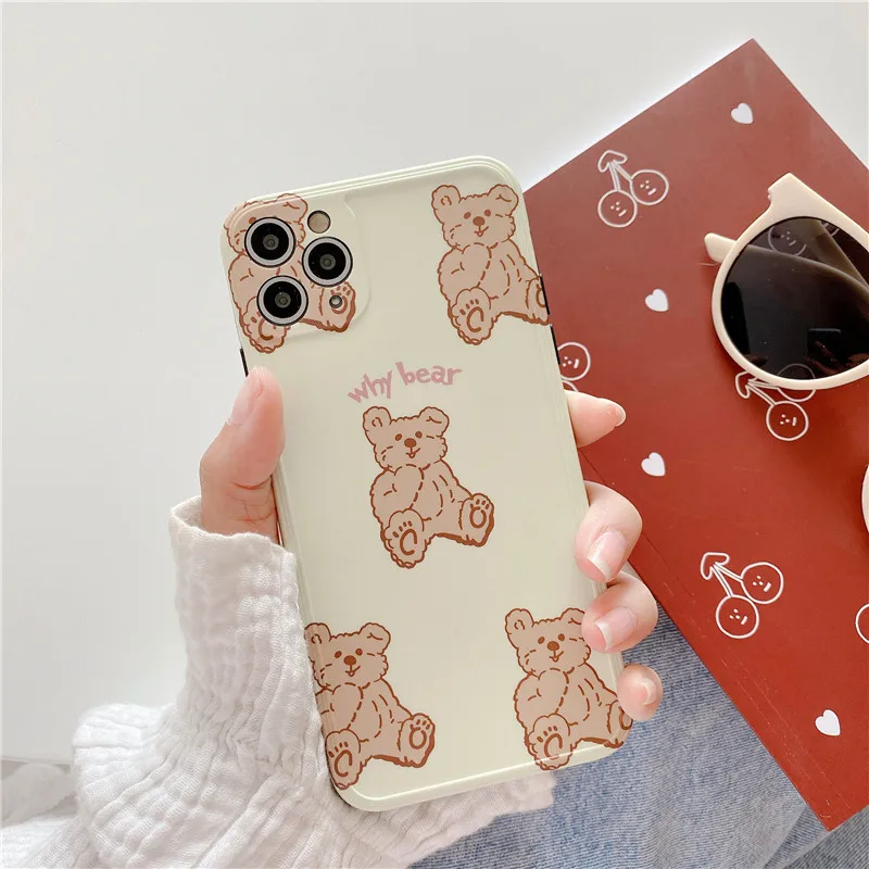 iPhone 7 Plus phone Case Puppet Bear Cute 11 Pro Fashion SE2020 Phone Apple X Xr XS Max 8Case Women's Bumpers | Мобильные