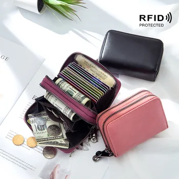 Fashion FRID Women Credit Card Holder Split Leather Solid Lady Card Case Women Wallets Purse Double Zipper
Fashion FRID Women Credit Card Holder Split Leather Solid Lady Card Case Women Wallets Purse Double Zipper