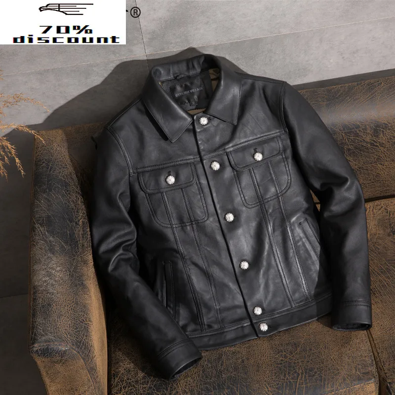 Casual Men's Leather Jacket Sheepskin Coat Genuine Leather Jacket Men Vintage Motorcycle Veste Cuir Homme 2905 KJ2450
Casual Men's Leather Jacket Sheepskin Coat Genuine Leather Jacket Men Vintage Motorcycle Veste Cuir Homme 2905 KJ2450