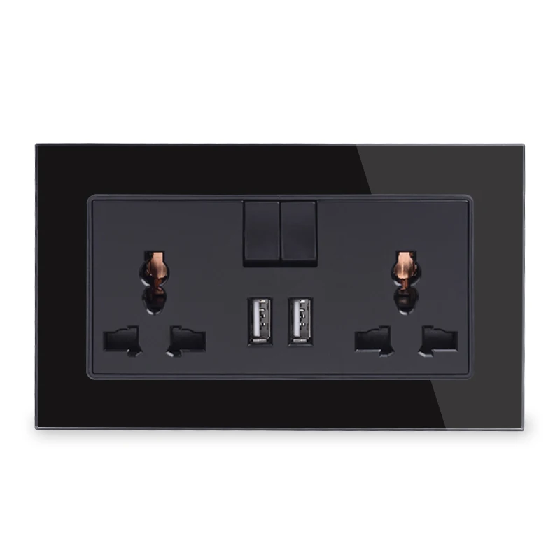 13A Universal Switched Socket 2 USB Charge Port For Mobile Output 2.1A Wall Outlet Crystal Glass Panel Knight Black
13A Universal Switched Socket 2 USB Charge Port For Mobile Output 2.1A Wall Outlet Crystal Glass Panel Knight Black