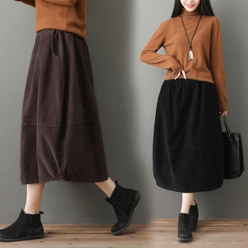 Women Skirt Autumn Winter Large size Long Corduroy Skirt 2019 New Female Elastic Waist pocket Retro Casual Loose Skirt Mori girl
Women Skirt Autumn Winter Large size Long Corduroy Skirt 2019 New Female Elastic Waist pocket Retro Casual Loose Skirt Mori girl