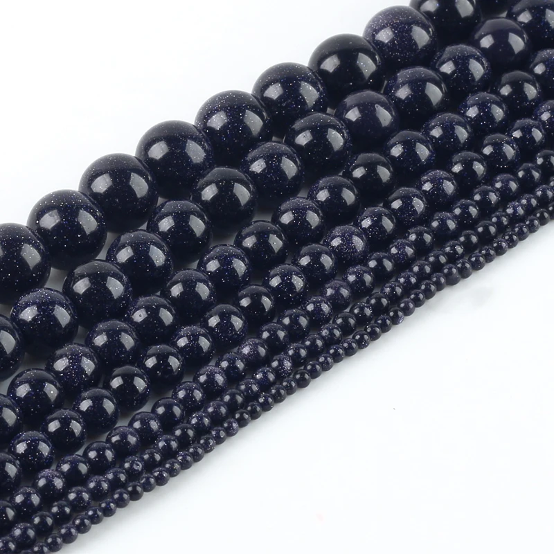Круглые Бусины Из Натурального синего песчаника 4 6 8 10 12 мм 16 дюймов нитка размер