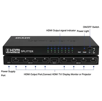 4kx2k 4K 30HZ HD 8 Port 1 Input 8 Output 1x8 HDMI Splitter Audio Video Converter 1080P For PS3 PS4 XBOX DVD Computer to TV HDTV
4kx2k 4K 30HZ HD 8 Port 1 Input 8 Output 1x8 HDMI Splitter Audio Video Converter 1080P For PS3 PS4 XBOX DVD Computer to TV HDTV
