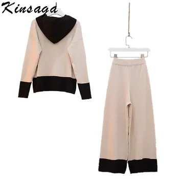 Spring Contrast Color Knitted Pullover Women Sets Casual Tracksuit Hoody Sweater and Elastic Band Wide Leg Pants 2 Pieces Set
Spring Contrast Color Knitted Pullover Women Sets Casual Tracksuit Hoody Sweater and Elastic Band Wide Leg Pants 2 Pieces Set