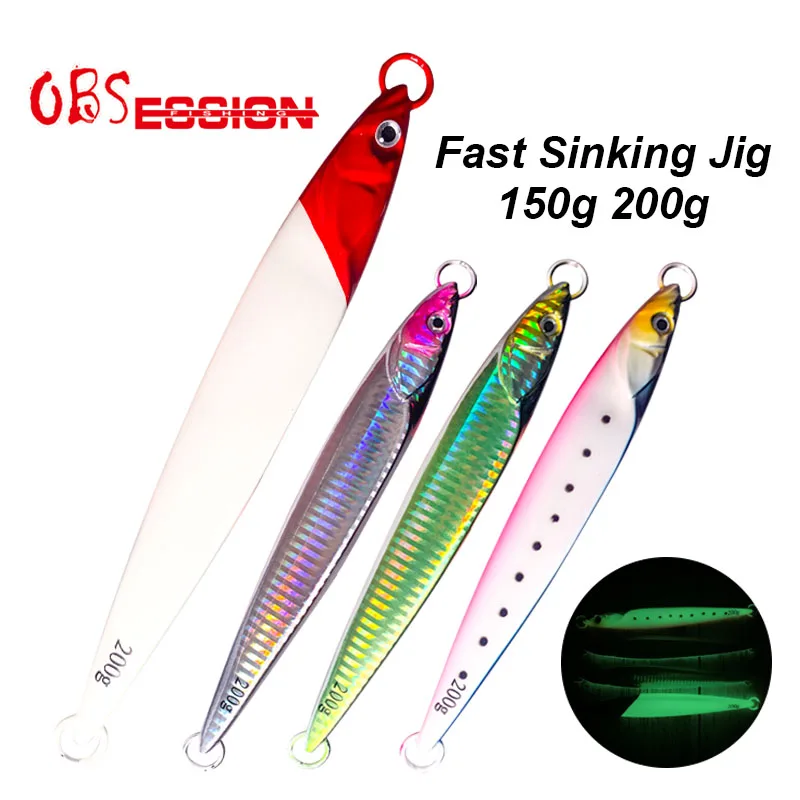 OBSESSION 150g 200g Fast Sinking Glow Saltwater Deepsea Jig Hard Metal Lead Bait Vertical Jigging Casting Fishing Lure Tackle
OBSESSION 150g 200g Fast Sinking Glow Saltwater Deepsea Jig Hard Metal Lead Bait Vertical Jigging Casting Fishing Lure Tackle
