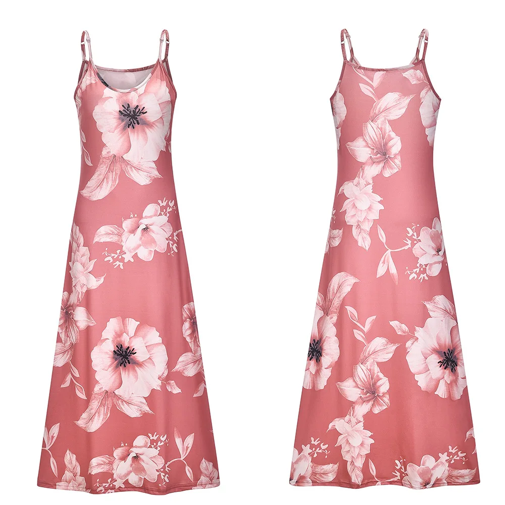 Sexy Maxi Dresses For Women Boho Print V-Neck Floral Sundresses Women Sleeveless Plus Size Dresses For Women 4xl 5xl Summer 2020
