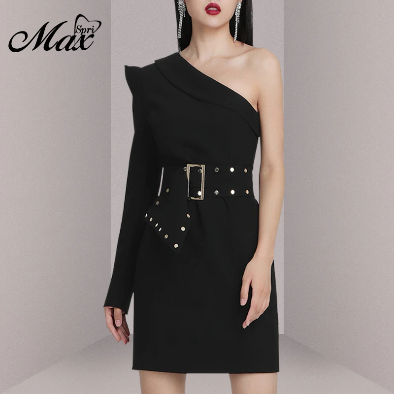 Max Spri Fashion Office Ladies Sexy One Shoulder Long Sleeve High Waist Rivet Buckle Sash Slim Mini Dress 2019 New Collection
Max Spri Fashion Office Ladies Sexy One Shoulder Long Sleeve High Waist Rivet Buckle Sash Slim Mini Dress 2019 New Collection