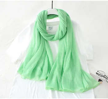 

2020 Spring Scarf Organza Wrinkled Silk Scarves Women Wraps Shawls and Scarves 180*150cm Hijabs Sunscreen Beach Cover up