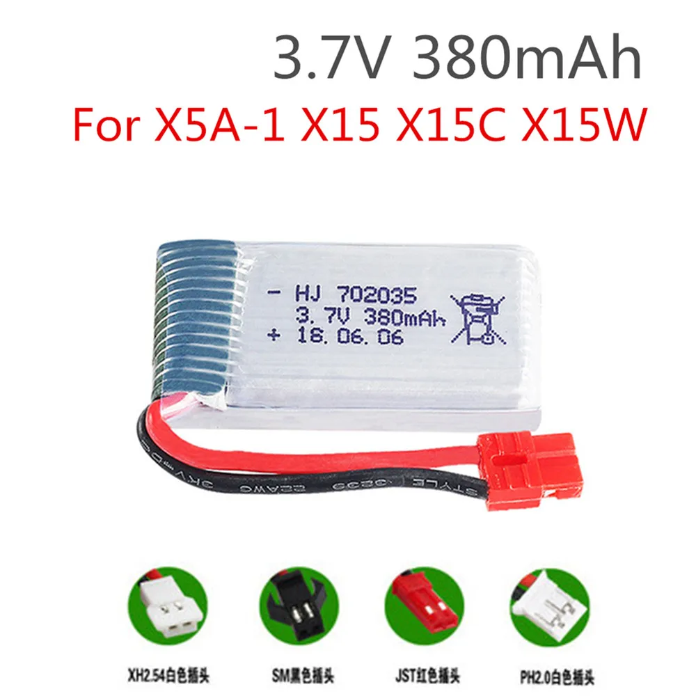 Литий-полимерный аккумулятор 3 7 в 380 мАч для SYMA X5A-1 X15 X15C X15W X4 H107 MJXRC F47 DFD F180 запчасти