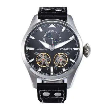 Classical Corgeut 47mm black big dial luminous moon phase double flywheel display automatic movement men's wrist watches
Classical Corgeut 47mm black big dial luminous moon phase double flywheel display automatic movement men's wrist watches