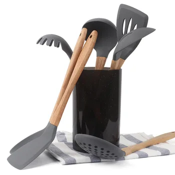 Wooden Handle Silicone Kitchenware 8 Piece Set Spot Non-stick Cooking Spoon Shovel Set Kitchen Tools Kitchen Gadgets Cooking
Wooden Handle Silicone Kitchenware 8 Piece Set Spot Non-stick Cooking Spoon Shovel Set Kitchen Tools Kitchen Gadgets Cooking