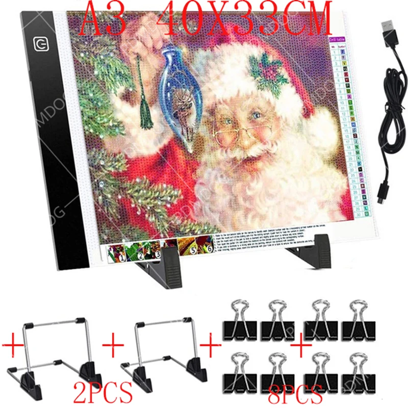 A3 40X33CM Light Pad for Diamond Painting, USB Powered Light Board Kit, Adjustable Brightness with Detachable Stand and Clips
A3 40X33CM Light Pad for Diamond Painting, USB Powered Light Board Kit, Adjustable Brightness with Detachable Stand and Clips