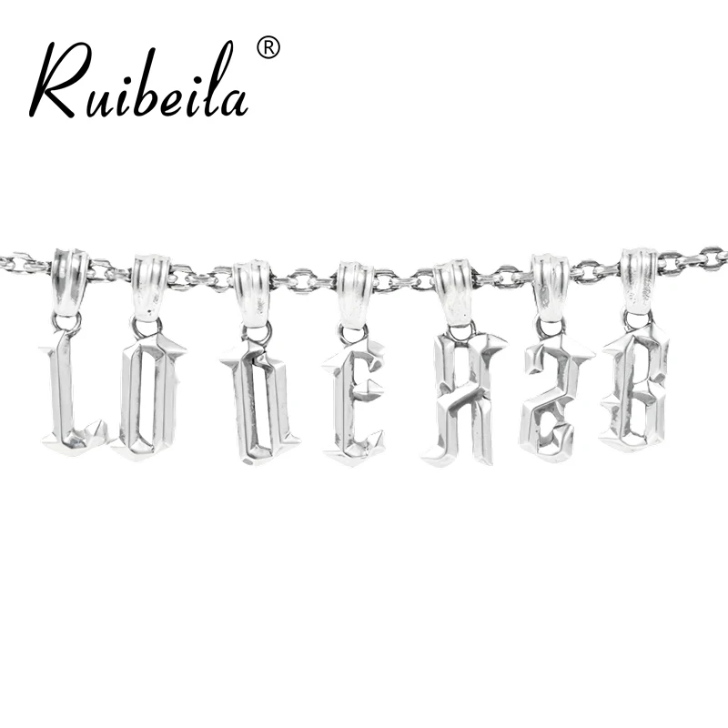 

Ruibeila 26 anglais alphabet pendentif collier hommes et femmes 925 argent hip hop collier clavicule chaîne bijoux cadeau