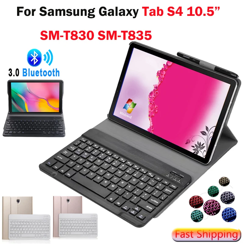 Backlit Keyboard For Samsung Galaxy Tab S4 10.5 T830 T835 SM-T830 Bluetooth Keyboard Leather Cover Funda with Pencil Holder
Backlit Keyboard For Samsung Galaxy Tab S4 10.5 T830 T835 SM-T830 Bluetooth Keyboard Leather Cover Funda with Pencil Holder
