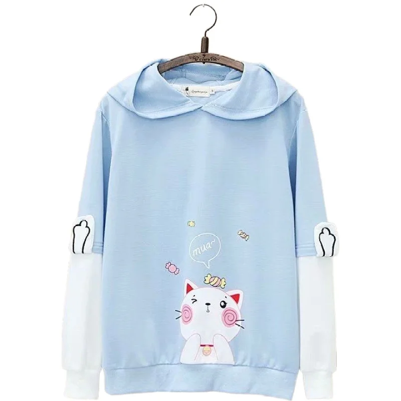 Women Preppy Style Cute Cat Print Color Matching Sleeve Patchwork Hoodies 2020 Autumn Loose Hoodie Sweatshirt Casual Pullovers
Women Preppy Style Cute Cat Print Color Matching Sleeve Patchwork Hoodies 2020 Autumn Loose Hoodie Sweatshirt Casual Pullovers