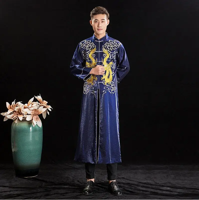 2019 Long Tang Costume Oriental Traditional Dragon Gown Robe Asian Groom New Design Robe Chinese Antique Men's Wedding Clothing
2019 Long Tang Costume Oriental Traditional Dragon Gown Robe Asian Groom New Design Robe Chinese Antique Men's Wedding Clothing