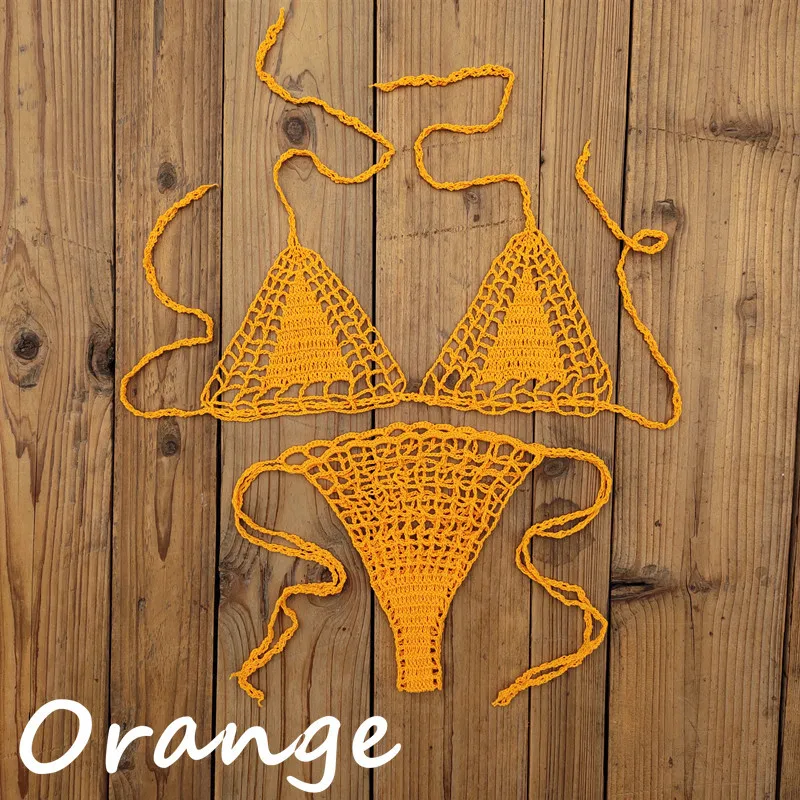 Handmade Crochet Bikini Set - Sexy Micro-Swimsuit  Beach Sundress