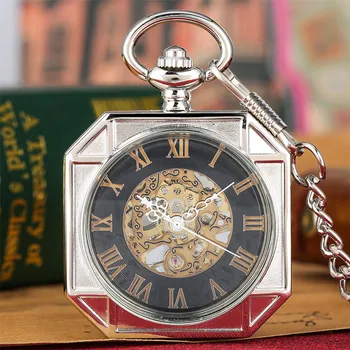 Vintage Octagon Silver/Black/Bronze/Gold Mechanical Pocket Watch Roman Numerals Display Hand Winding Pendant Pocket Clock Men
Vintage Octagon Silver/Black/Bronze/Gold Mechanical Pocket Watch Roman Numerals Display Hand Winding Pendant Pocket Clock Men