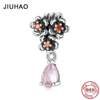 Real 925 Sterling Silver Pink CZ flowers dangle Charms Fine Beads Fit JIUHAO Bracelets Women Diy Jewelry making
Real 925 Sterling Silver Pink CZ flowers dangle Charms Fine Beads Fit JIUHAO Bracelets Women Diy Jewelry making