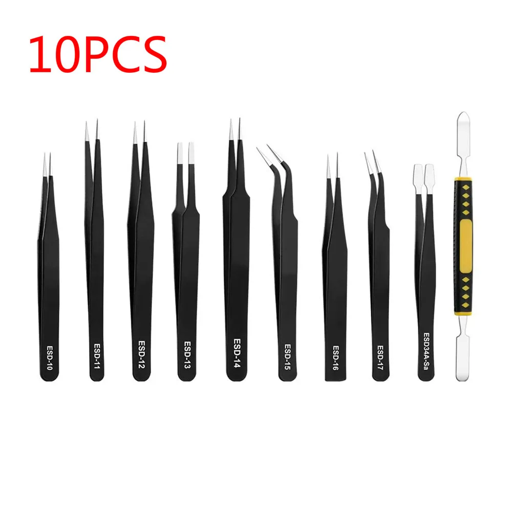 10Pcs/6Pcs Black Anti-static Steel Tweezers Industrial Curved Straight Tweezers Repair Tools Terminal Remover Extractor Puller
10Pcs/6Pcs Black Anti-static Steel Tweezers Industrial Curved Straight Tweezers Repair Tools Terminal Remover Extractor Puller