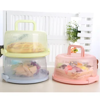 

Portable Lightweight Mini Round Cake Dessert Fruit Container Trays Plastic Cake Box Portable Food Storage Box Keep Cakes Fresh