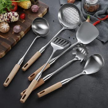 GLANYOMI Stainless Steel Kitchen Utensil Wood Handle Cooking Tools Set Turner Ladle Spoon for Restaurant Kitchenware
GLANYOMI Stainless Steel Kitchen Utensil Wood Handle Cooking Tools Set Turner Ladle Spoon for Restaurant Kitchenware