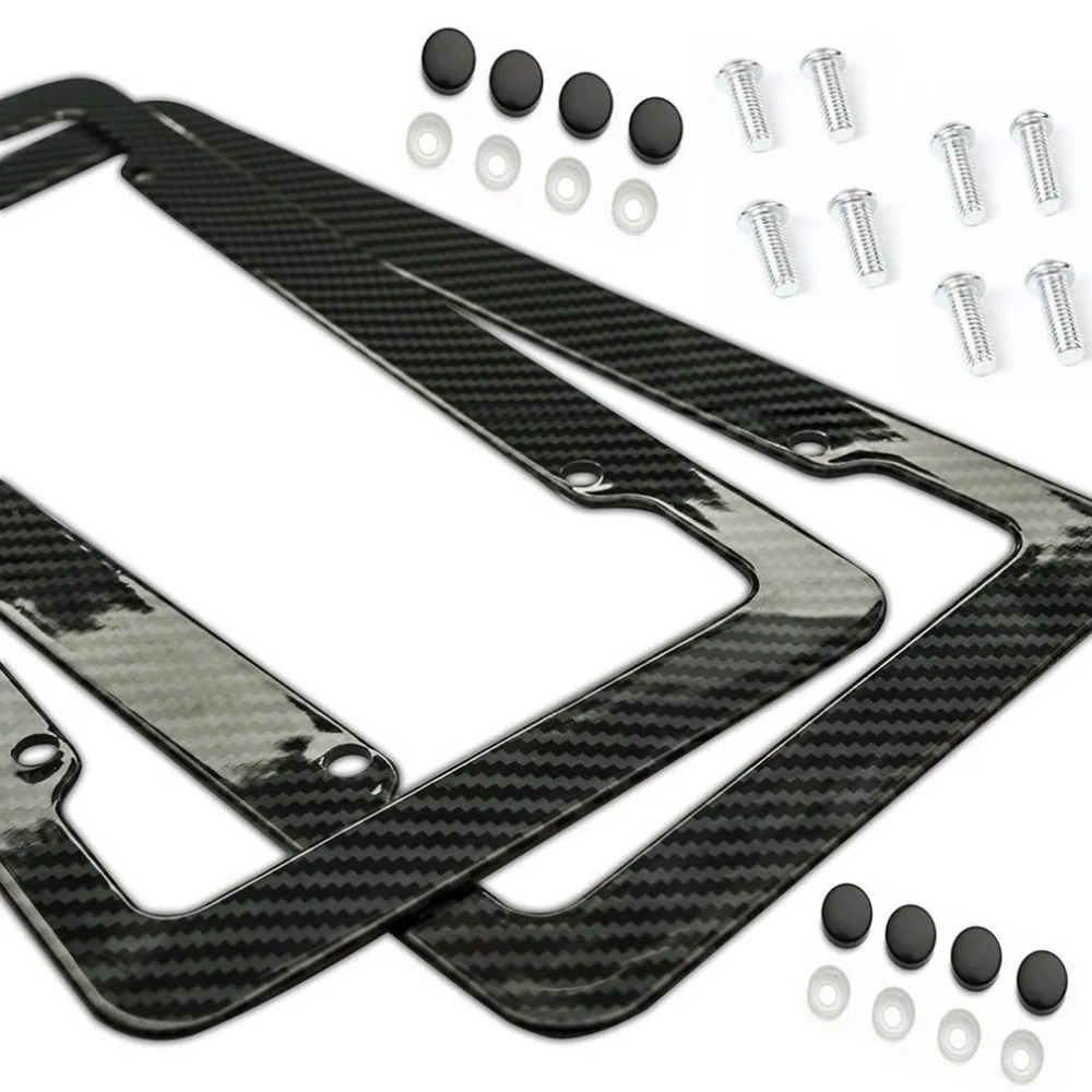 Universal 2pcs License Plate Frame Carbon Fiber Plastic License Plate Frame Bracket with Standard Screw Kits
Universal 2pcs License Plate Frame Carbon Fiber Plastic License Plate Frame Bracket with Standard Screw Kits