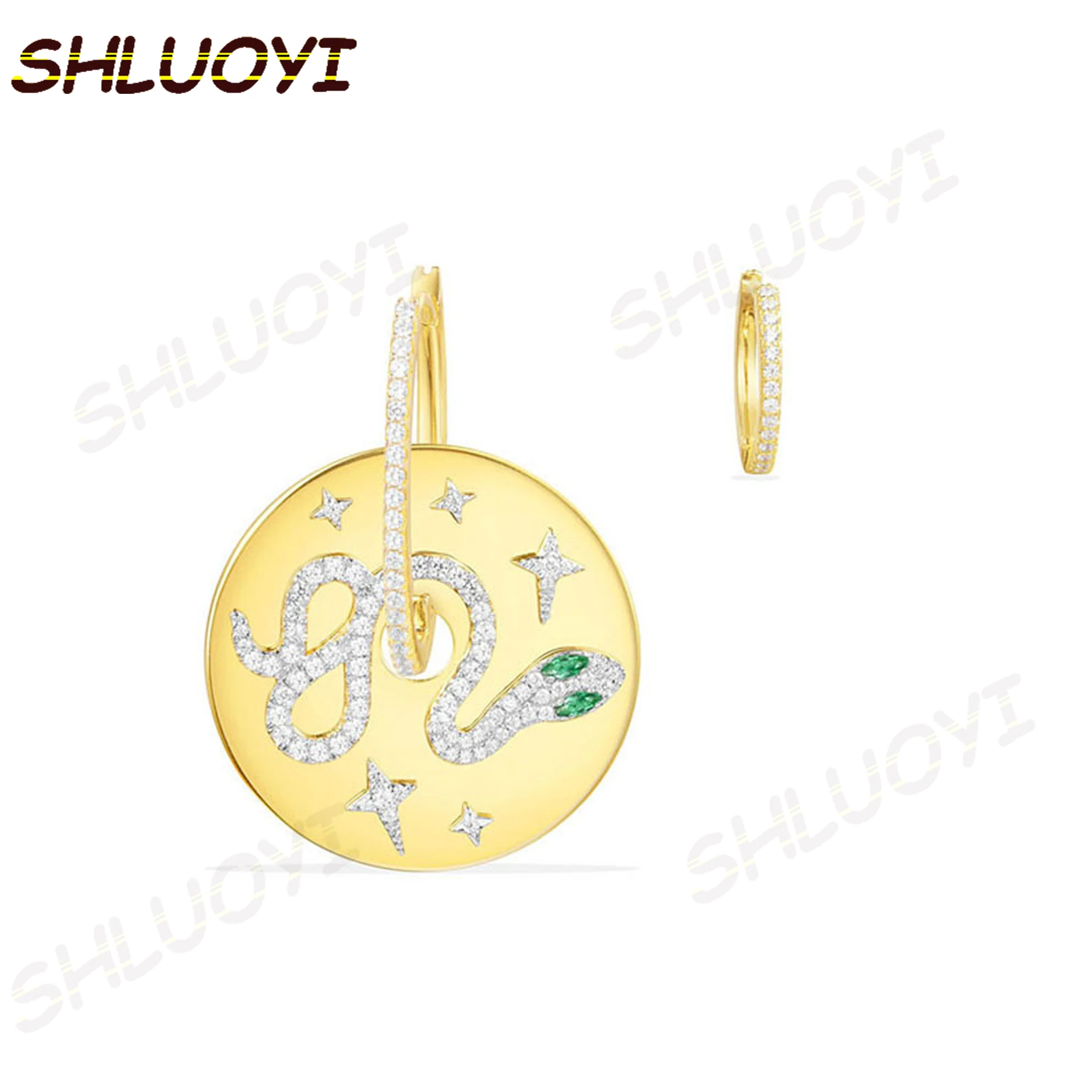 

SHLUOYI Fashion Charm Original 1:1 Copy,Asymmetric Uraeus Earrings With Zirconia Stone Luxury Jewelry Gift For Female