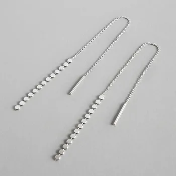 925 Sterling Silver Long Earrings For Women Flat Bead Chain Jewelry Femme Simple Dangle Drop Earings Fashion Jewelry 925-773
925 Sterling Silver Long Earrings For Women Flat Bead Chain Jewelry Femme Simple Dangle Drop Earings Fashion Jewelry 925-773
