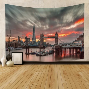 

Tapestry The scenery of Tower Bridge in the sunset Wall Hanging Artwork Tapestries Decor Wall Cloth Beach Towel Home Decoration