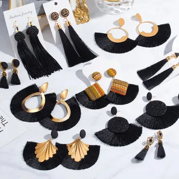 New Fashion Bohemian Big Tassel Drop Earrings 2020 For Women Cotton Silk Fabric Blakc Wedding Dangle Earrings Female Jewelry
New Fashion Bohemian Big Tassel Drop Earrings 2020 For Women Cotton Silk Fabric Blakc Wedding Dangle Earrings Female Jewelry