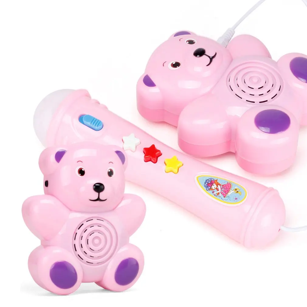 Acousto-optic Bear Music Microphone Children gift Creative Toy parent-child interaction outdoor indoor game |