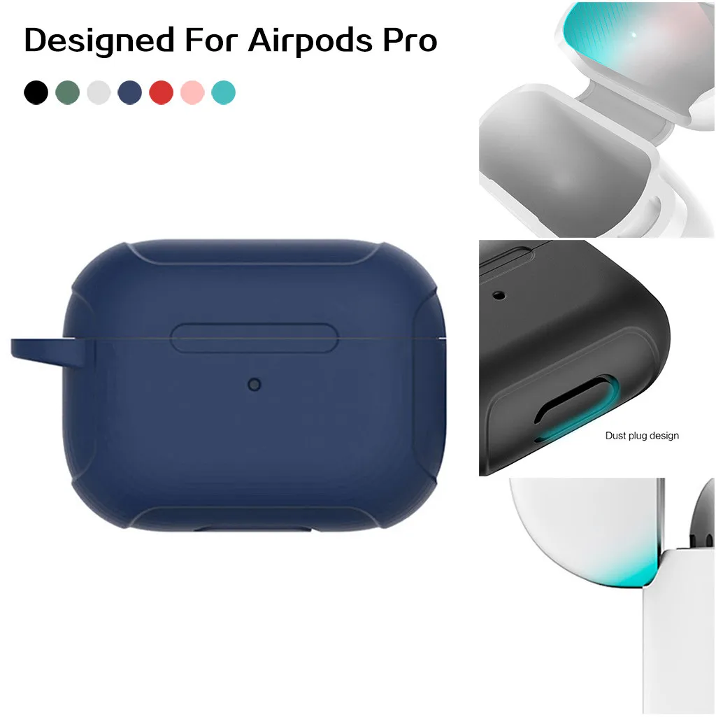 For AirPods Pro 2019 Wireless Charging Box Silicone Scratch Protection Holster with Carabiner for headphones Accessories Durable |