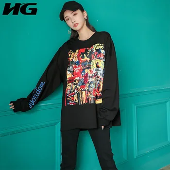 HG Graffiti Print Long Sleeve Sweatshirt Women Plus Size Loose Wild Top Women Fashion Pullover Black Autumn New Tops ZYQ1787
HG Graffiti Print Long Sleeve Sweatshirt Women Plus Size Loose Wild Top Women Fashion Pullover Black Autumn New Tops ZYQ1787