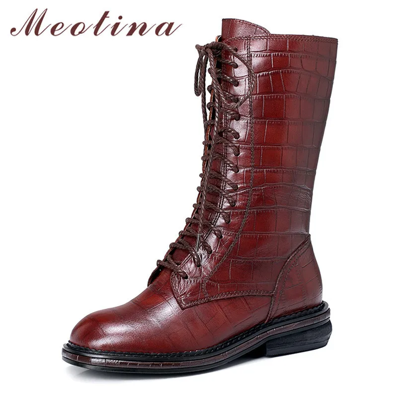 Meotina Winter Mid Calf Boots Women Natural Genuine Leather Thick Heels Boots Sheepskin Zipper Round Toe Shoes Lady Fall Size 40
Meotina Winter Mid Calf Boots Women Natural Genuine Leather Thick Heels Boots Sheepskin Zipper Round Toe Shoes Lady Fall Size 40
